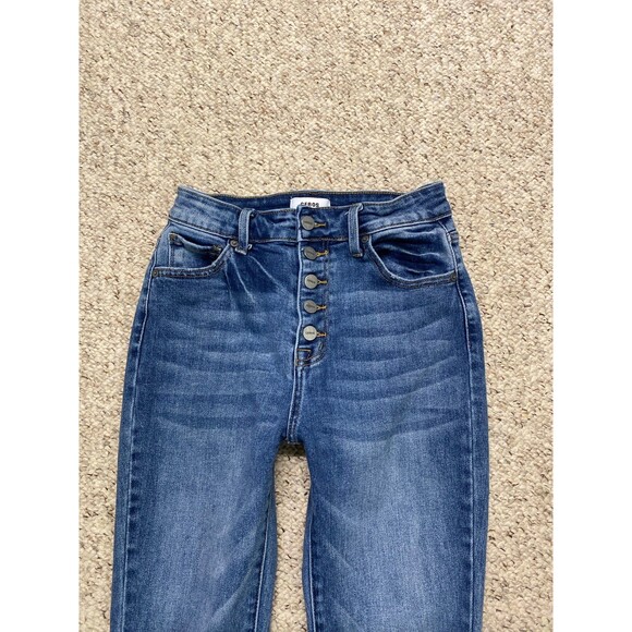 28 CEROS High-Rise Exposed Button Fly Distressed Crop Straight Leg Raw Hem - Picture 2 of 7